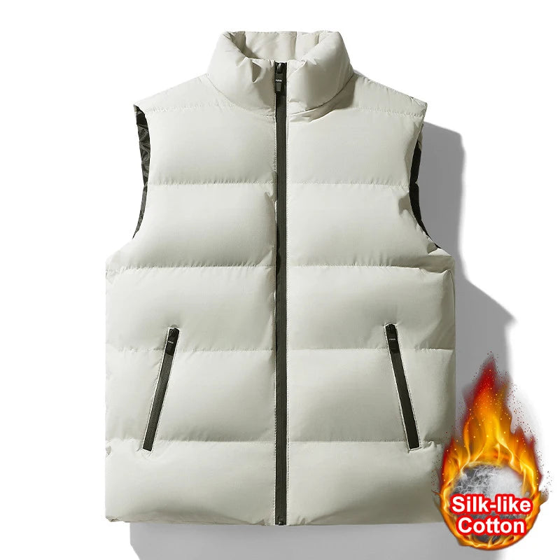 Autumn Men' Sleeveless Vest Jackets Winter Fashion Male Cotton-Padded Vest Coats Men Stand Collar Warm Waistcoats Clothing 5XL