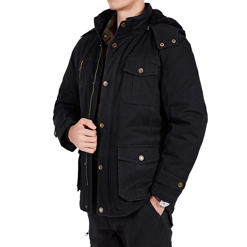 Plus Size Fleece Military Bomber Jacket Men Spring Autumn Casual Multi-pocket Pilot Jackets Male Army Cargo Flight Mens Jackets
