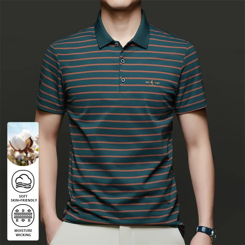 Top Grade Summer Brand Designer Polo Shirts For Men Summer Stripped Luxury Slim Short Sleeve Casual Tops Fashions Men Clothes