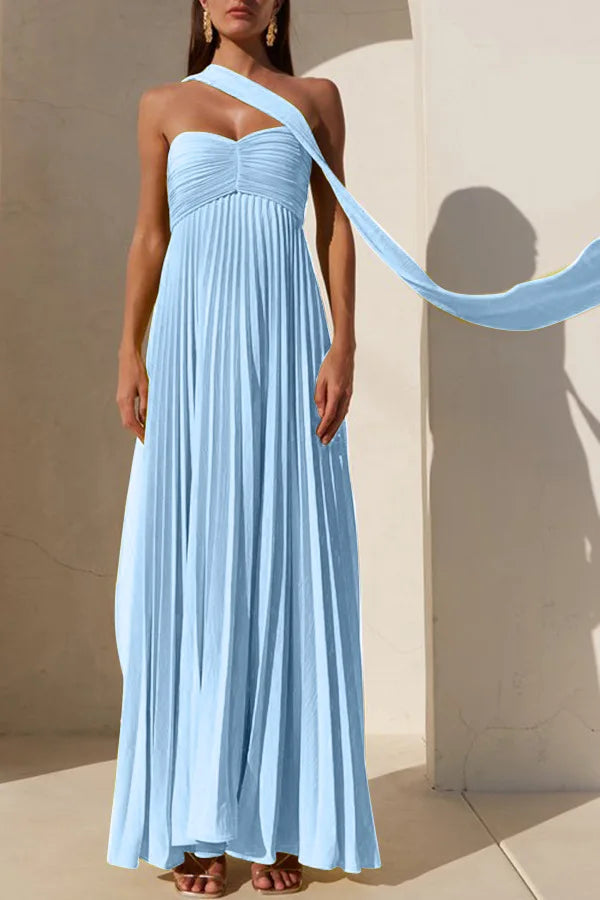 Elegant Strapless Pleated Long Dress for Women Sexy Sleeveless Backless Design Spring Summer New Arrival Lady Evening Party Robe
