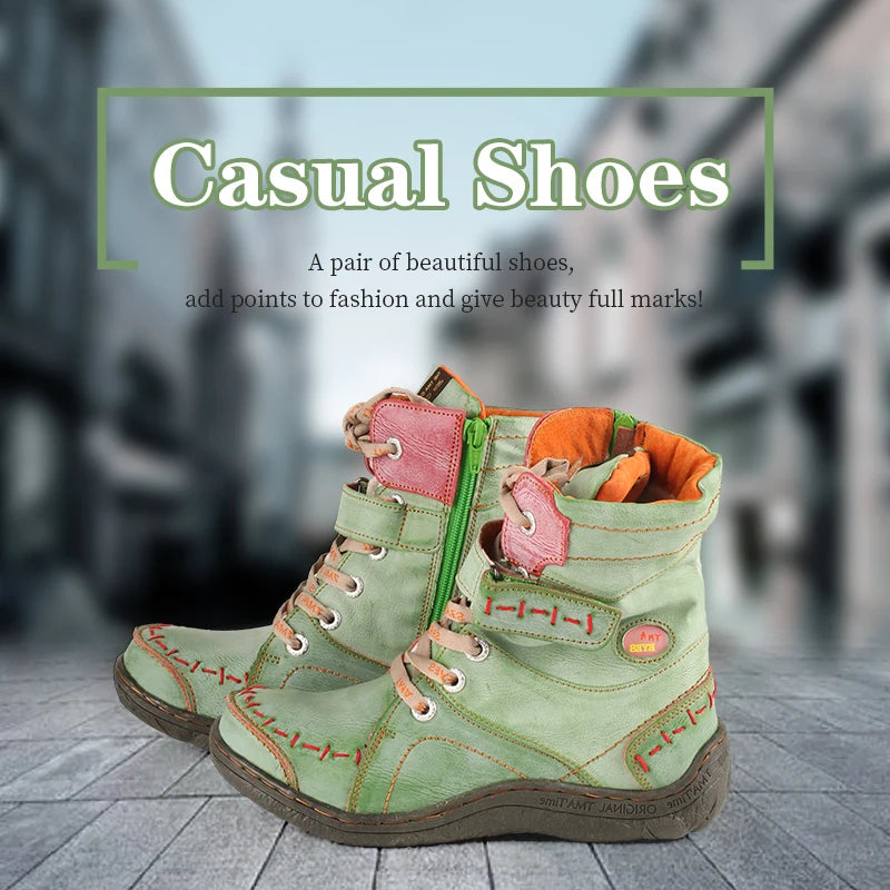 TMA EYES Women's Winter Leather Boots Simple Short Plush With Slip-On Closure Breathable And Anti-Slip Features