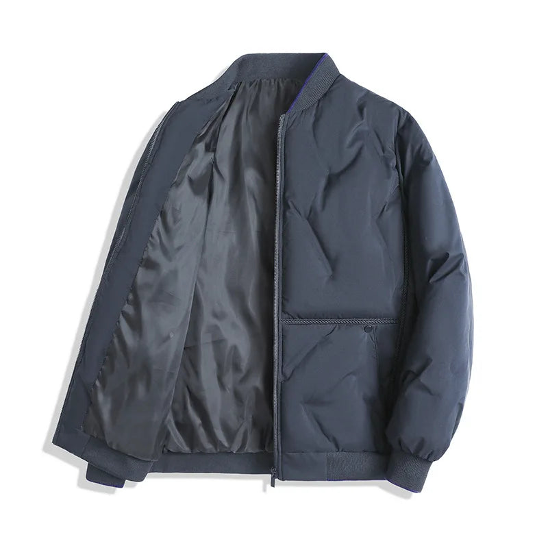Black Bomber Collar Winter Thickened Men's Jacket Down Cotton Padded Casual Trendy Parkas Versatile Warm Coat