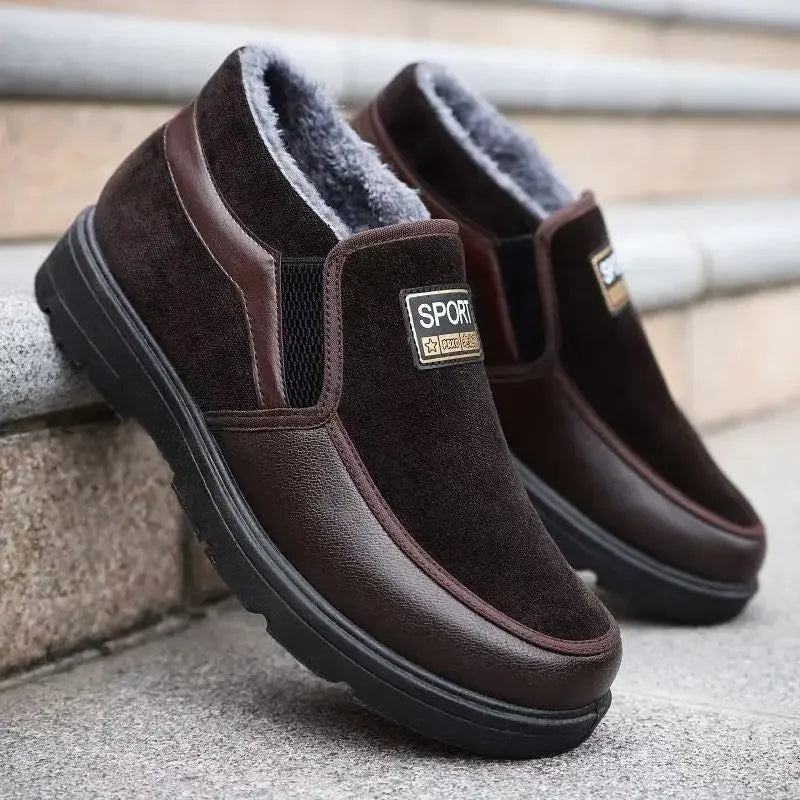 Thickened Fleece Winter Men's Shoes Beijing Style Cotton Shoes Warm Comfortable Anti-slip Wear-resistant Adult Casual Shoes