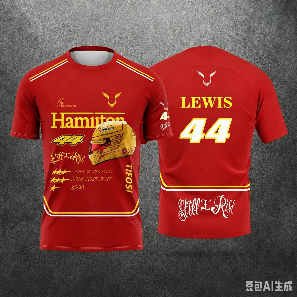 Family Lewis Hamilton 44 Still I Rise Graphic Short Sleeve Jersey Quick Dry Breathable Light Racing T-Shirt for Adult Fans