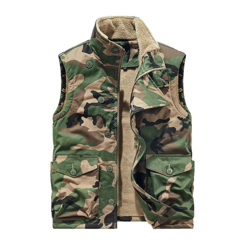 Autumn Winter Men's Fleece Warm Padded Vests Men Stand Collar  Army Tactical Waistcoats Men Windbreaker Sleeveless Jackets 6XL