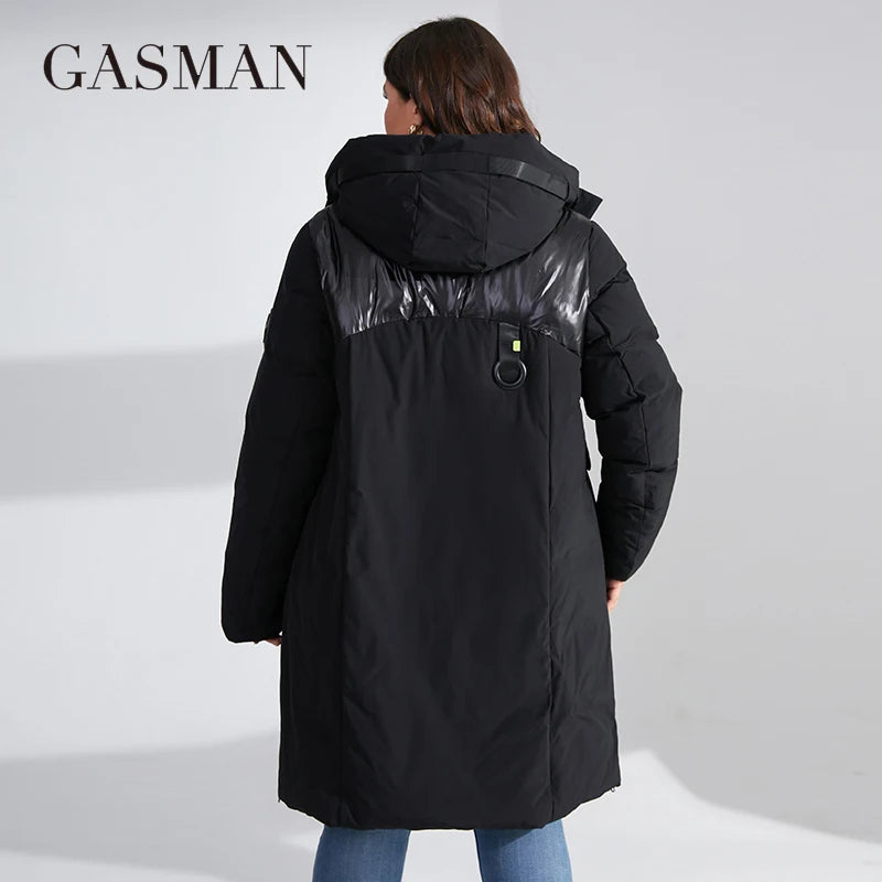 GASMAN 2023 brand new women's coat Women's winter jacket down parka warm outwear Female black patchwork thick jacket 020