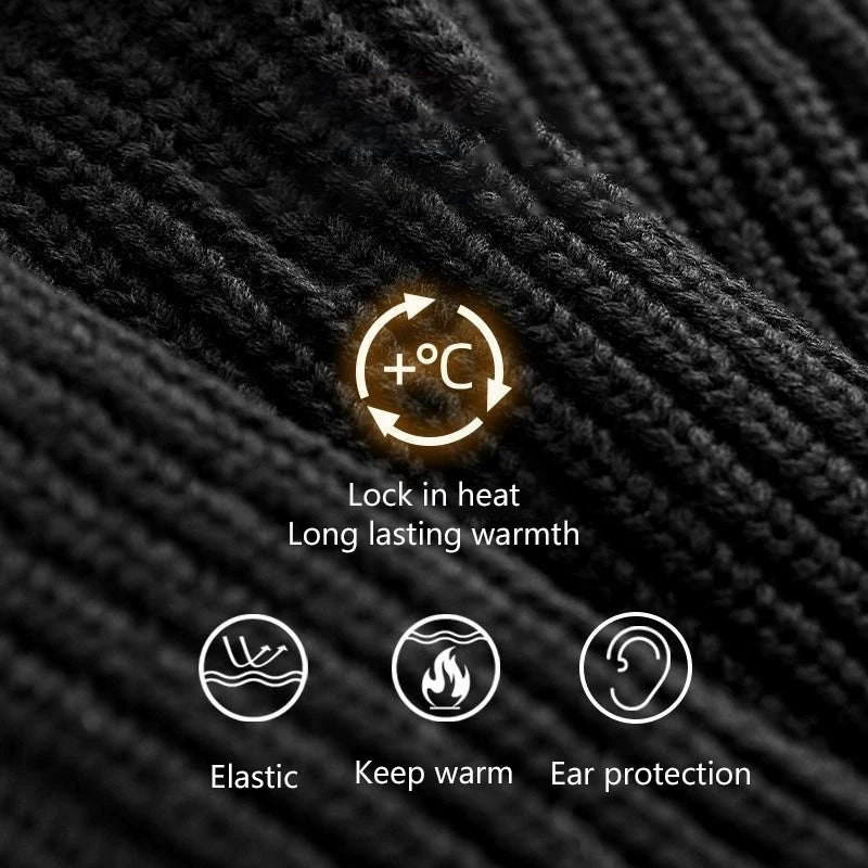 Winter Sports Thermal Balaclava Hat, Wind Resistant Knit Full Face Mask Earmuff Cap Ski Cycling Running for Men Women