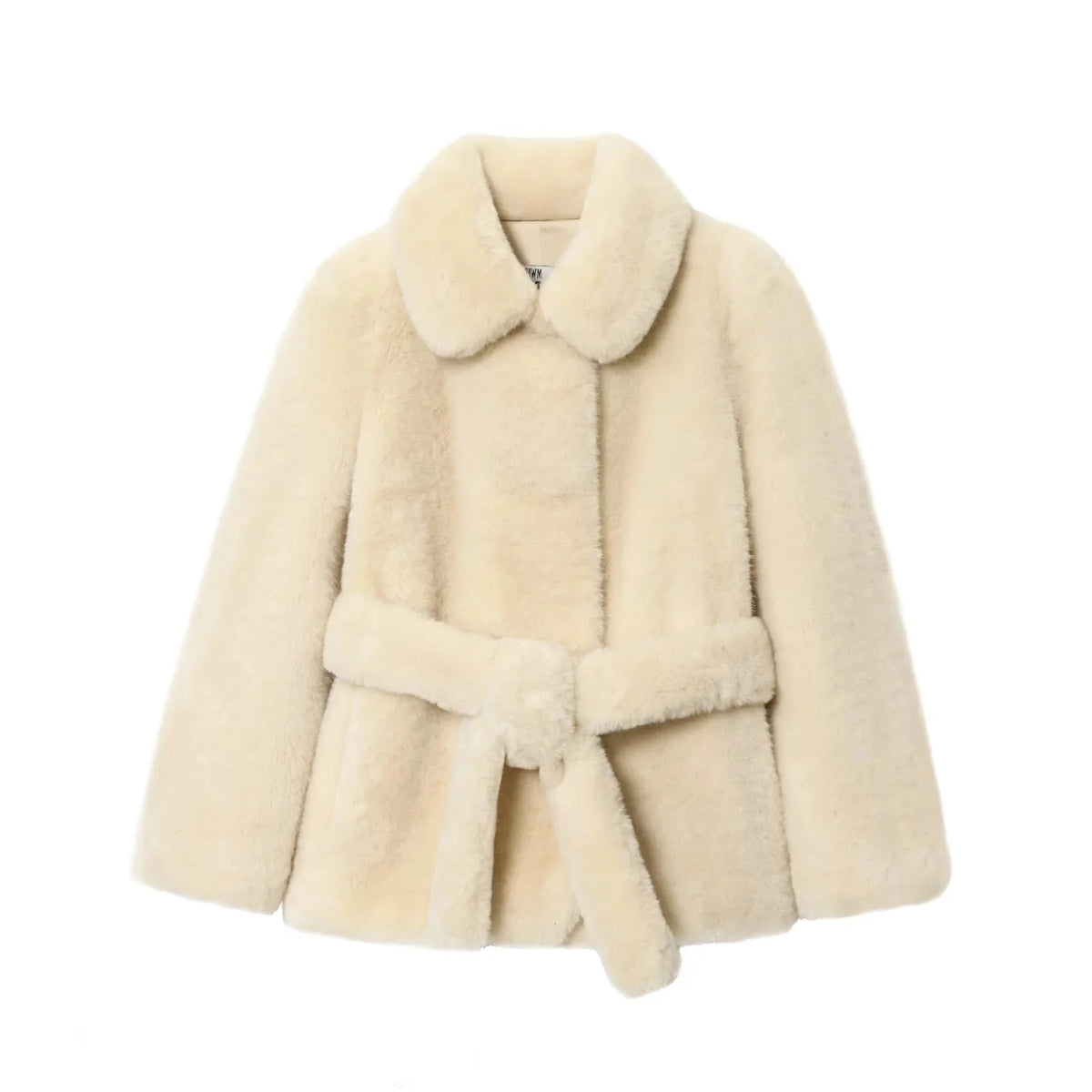 KONDALA 2025 Fall Winter Faux Fur Women Streetwear Coats Fashion Elegant Sashes Turndown Collar Chic Ladies Solid Coats