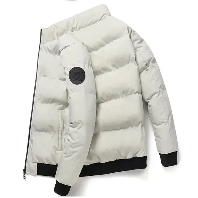 Fashion autumn and winter short men's thick warm coat, outdoor windproof new zipper printed men's casual jacket M-5XL