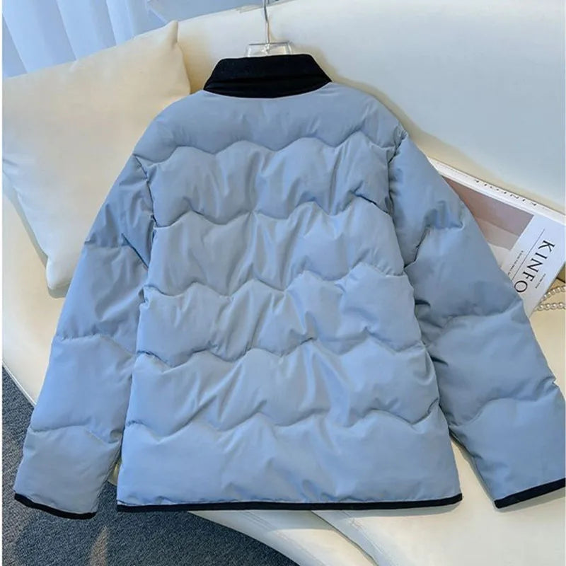 Fashion Women's Cotton Jacket 2025 New Autumn Winter Coat Parker Lightweight Warm Short Lapel Casual Outerwear Female Top