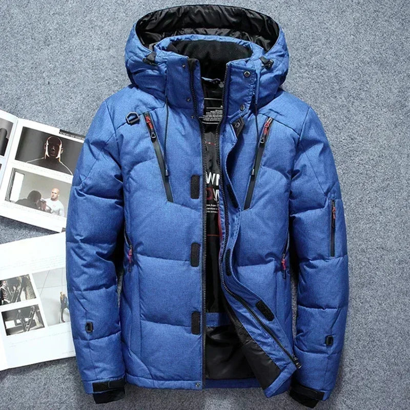 Parkas Winter Thickened Mens Down Jacket Men's Casual Lightweight Down Jacket Skiing Climbing Hunting Hooded Warm Duck Down Coat