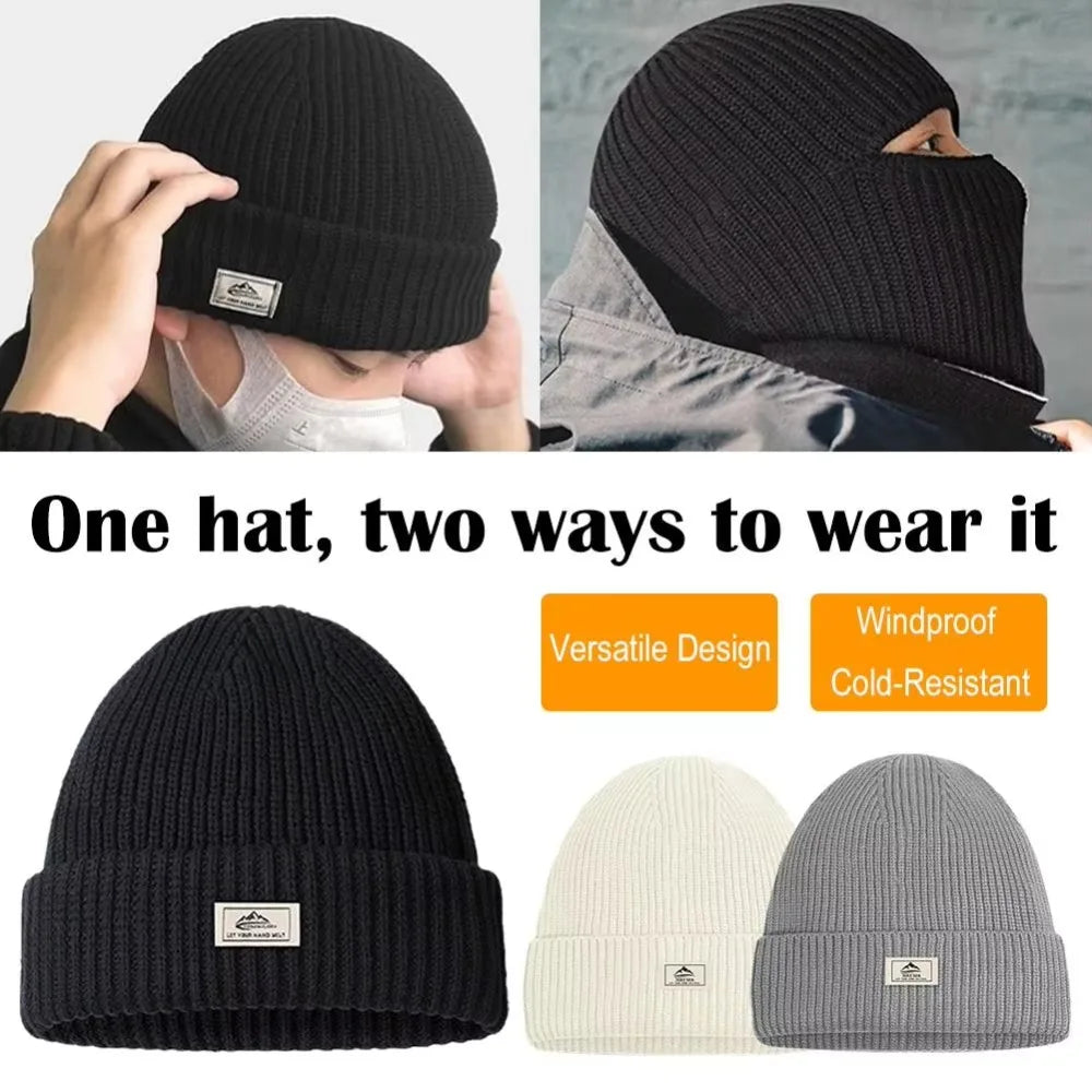 Winter Sports Thermal Balaclava Hat, Wind Resistant Knit Full Face Mask Earmuff Cap Ski Cycling Running for Men Women