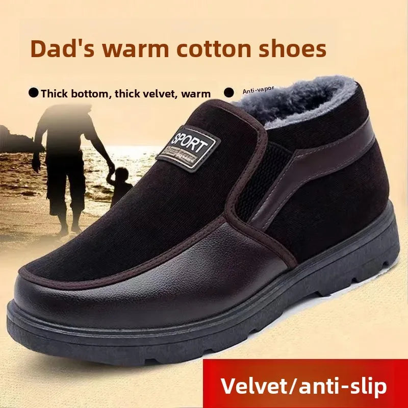 Thickened Fleece Winter Men's Shoes Beijing Style Cotton Shoes Warm Comfortable Anti-slip Wear-resistant Adult Casual Shoes