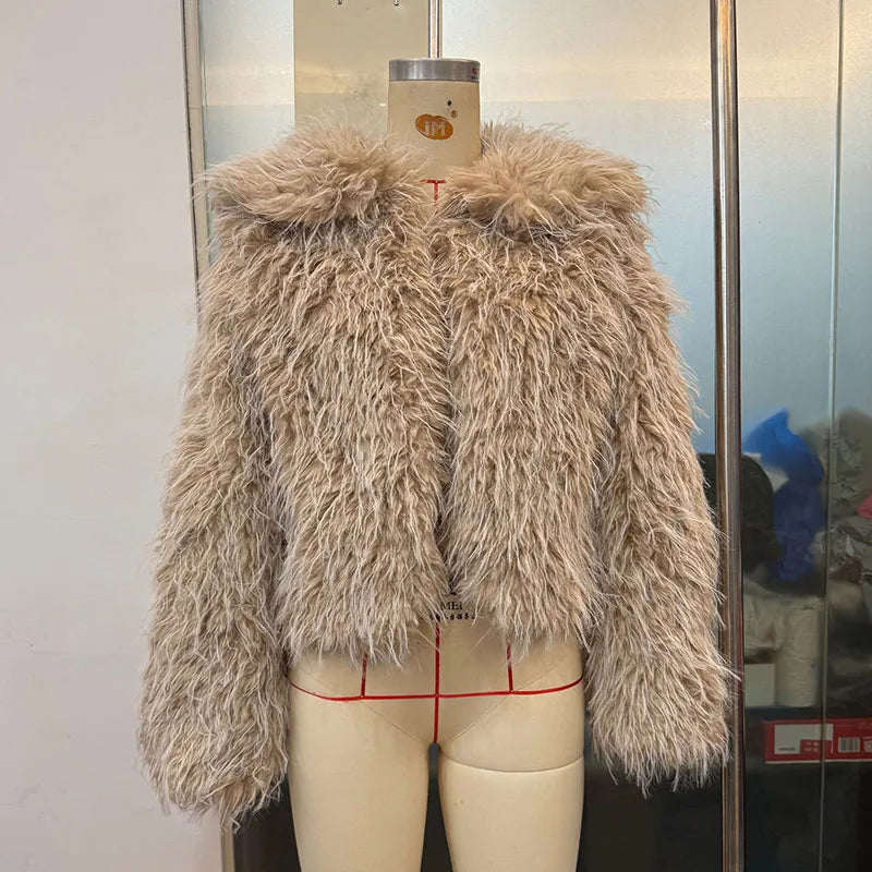 Women Fashion Hooded Patchwork Faux Fur Coat Knitted Sleeve Drop Shoulder Oversize Cotton Coats Autumn Winter 2025 Street Jacket