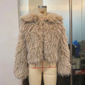 Women Fashion Hooded Patchwork Faux Fur Coat Knitted Sleeve Drop Shoulder Oversize Cotton Coats Autumn Winter 2025 Street Jacket