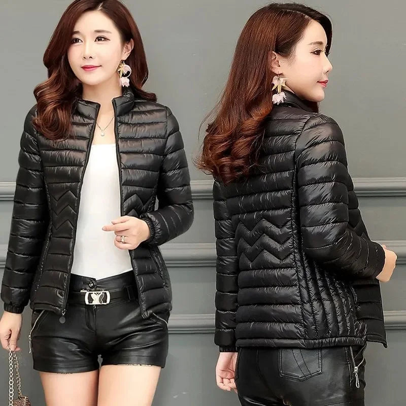 2026 New Women Parkas Winter Jacket Down Cotton Jacket Warm Korean Casual Lightweight Solid Color Parka Female Snow Coat Outwear
