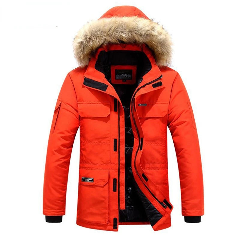 New Men Parkas Coat Windbreaker Big Pockets Wholesale Winter Parkas Men Thicken Coat Fur Hooded Jacket Overcoat Keep Warm Male