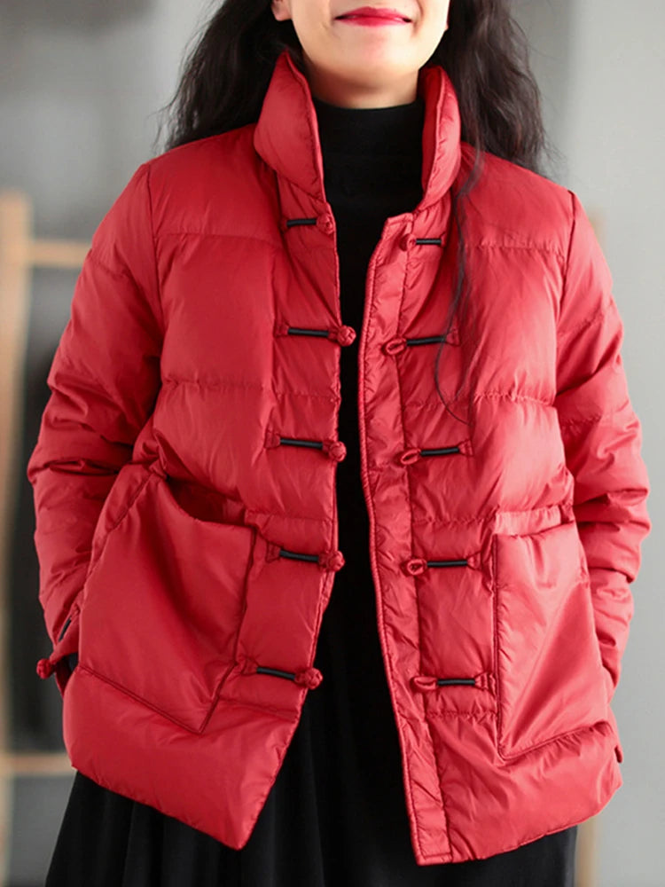 2026 New Winter Warm White Cotton Jacket Women Vintage Slim Short Jacket Autumn Female Embroidery Casual Basic Parkas