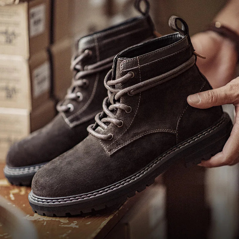 Maden Retro Brown Mid-top Boots Genuine Leather Breathable Casual Shoes for Men Fall and Winter Workwear Versatile Desert Boots