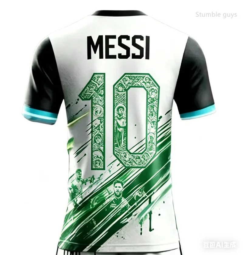 2026 Summer Men's Messi No.10 AI Printed Football Short Sleeve Jersey, Fashion Oversized Daily Outdoor T-shirt Tops
