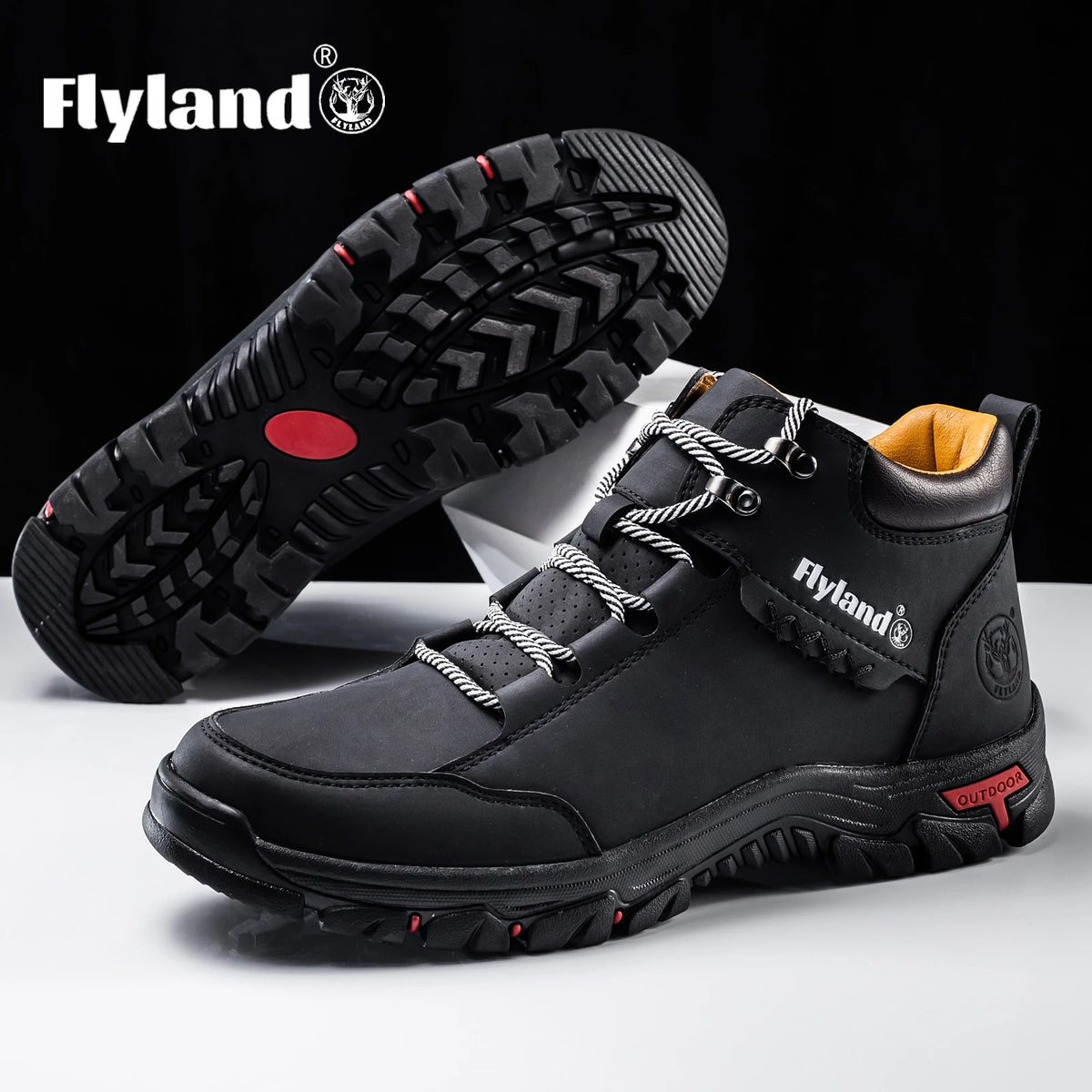 FLYLAND Fashionable Casual Men's Shoes High Top Outdoor Sports Shoes Comfortable And Safe Ankle Boots