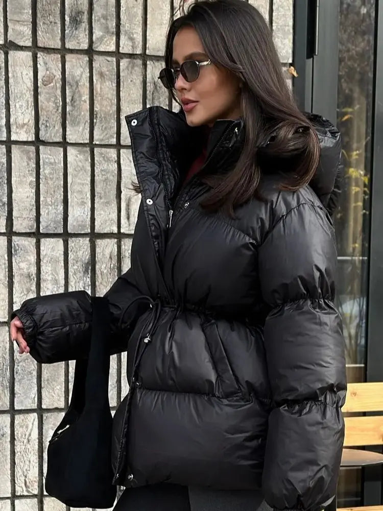 Women Fashion Brown Cotton Jacket Casual Lapel Single Breasted Pocket Loose Long Coat Lady Winter Daily Street Commute Outerwear