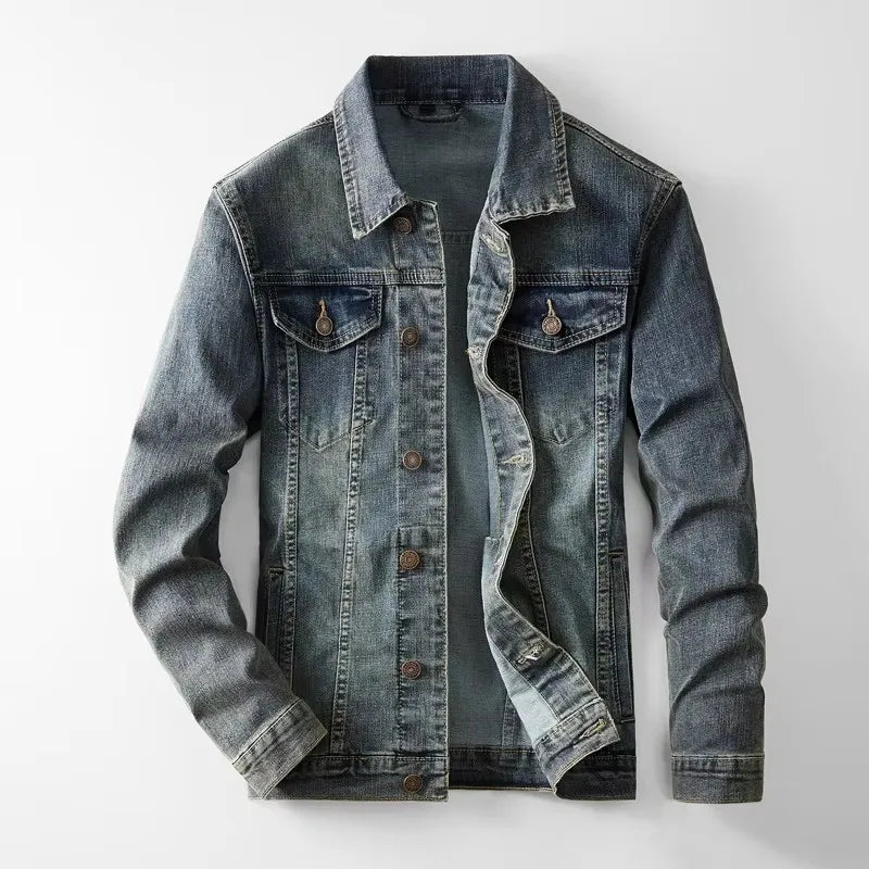 2024 Autumn/Winter  New American Denim Cowboy Set Classic Simple Versatile Washed and Elastic Jacket Jean clothes for men