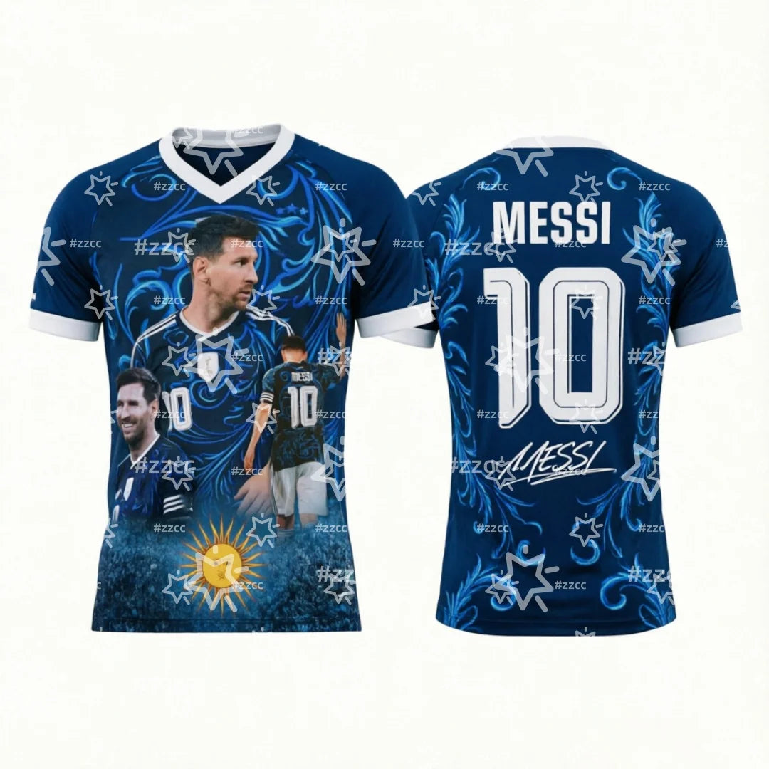 2026 Argentina Football Fan Gifts Messi No.10 Football Jersey Summer Sports Men's T-Shirt Children's Clothing Tee Y2k Woman ﻿