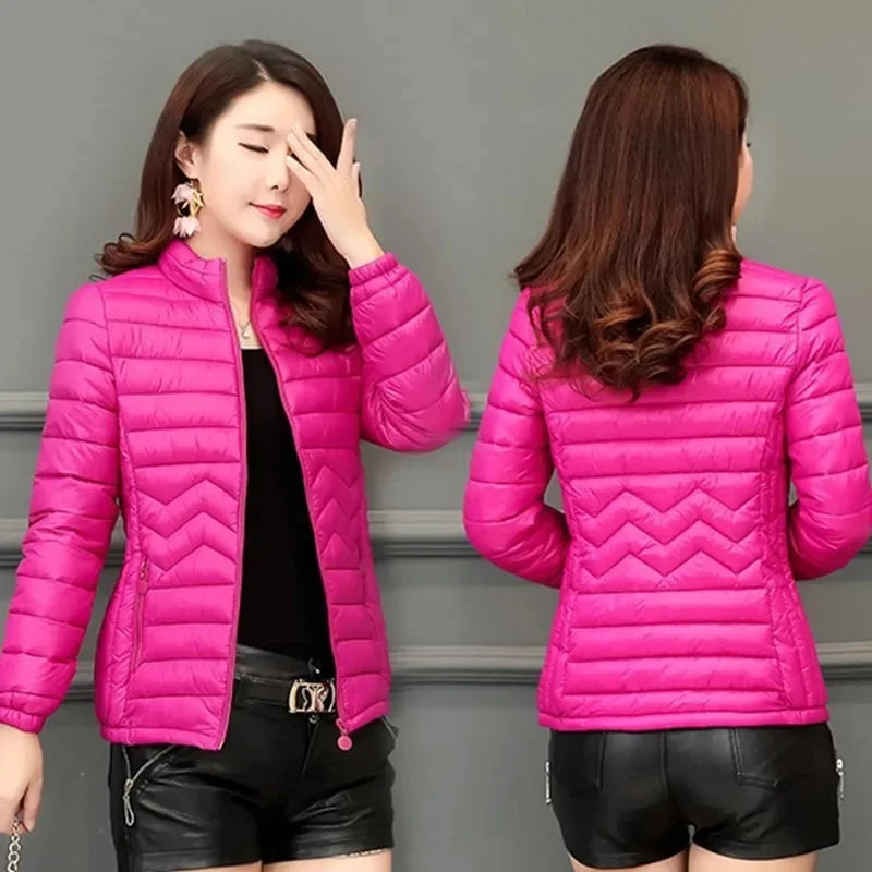 2026 New Women Parkas Winter Jacket Down Cotton Jacket Warm Korean Casual Lightweight Solid Color Parka Female Snow Coat Outwear
