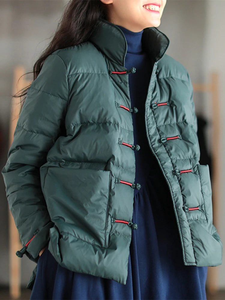 2026 New Winter Warm White Cotton Jacket Women Vintage Slim Short Jacket Autumn Female Embroidery Casual Basic Parkas