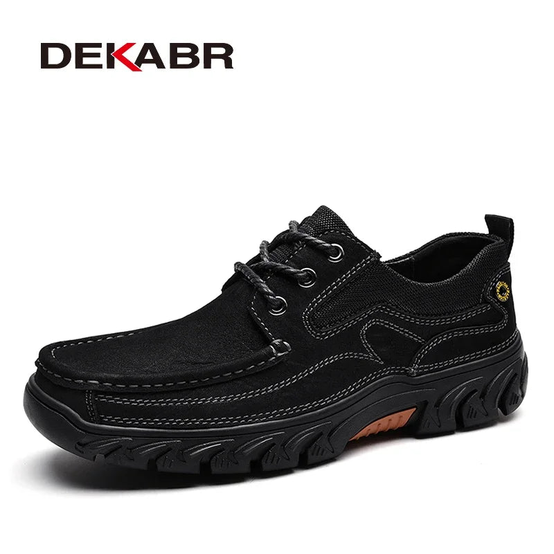 DEKABR Luxury Brand Comfortable Classical Men Loafers Wear-Resistant Genuine Leather Flats Shoes Causal Working Shoes Men