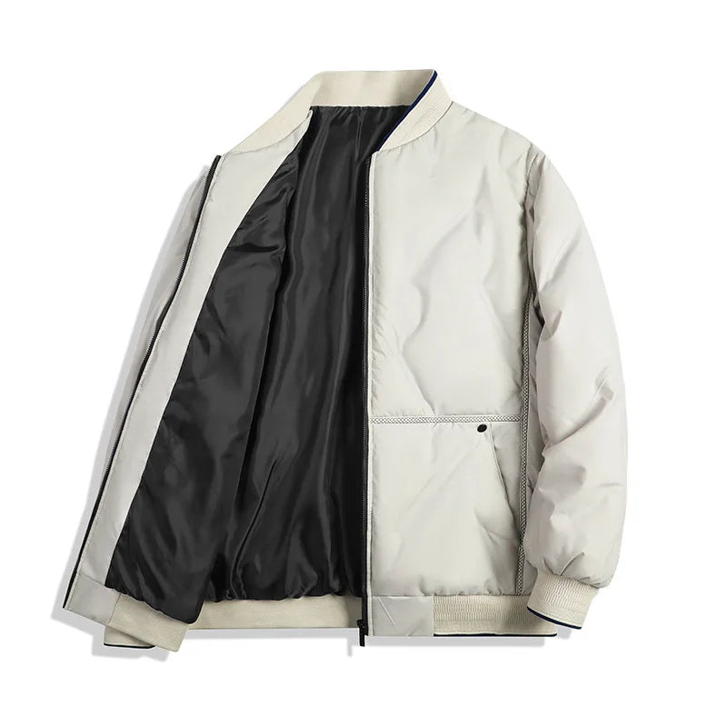 Black Bomber Collar Winter Thickened Men's Jacket Down Cotton Padded Casual Trendy Parkas Versatile Warm Coat