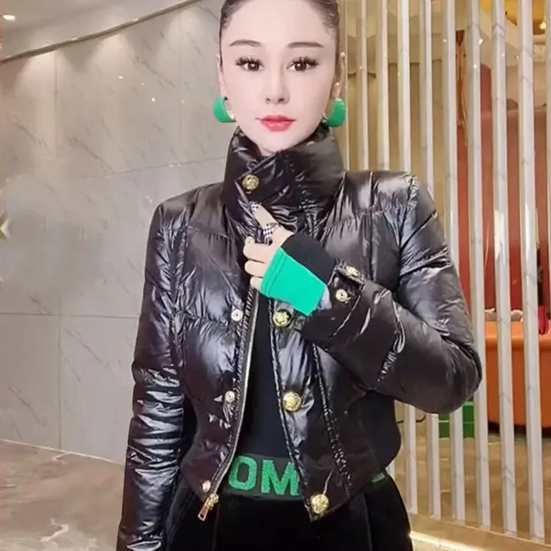 Female Fashion Short Cotton Jacket Women Autumn Winter New Coat Slim Fit Keep Warm Down Cotton Outcoat Lady Parkas Outerwear Top
