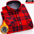 2025 New in Fleece Lining Men's Double-sided Velvet Autumn Winter Plaid  Long-sleeved Shirt Winter Middle-aged and Elderly Shirt