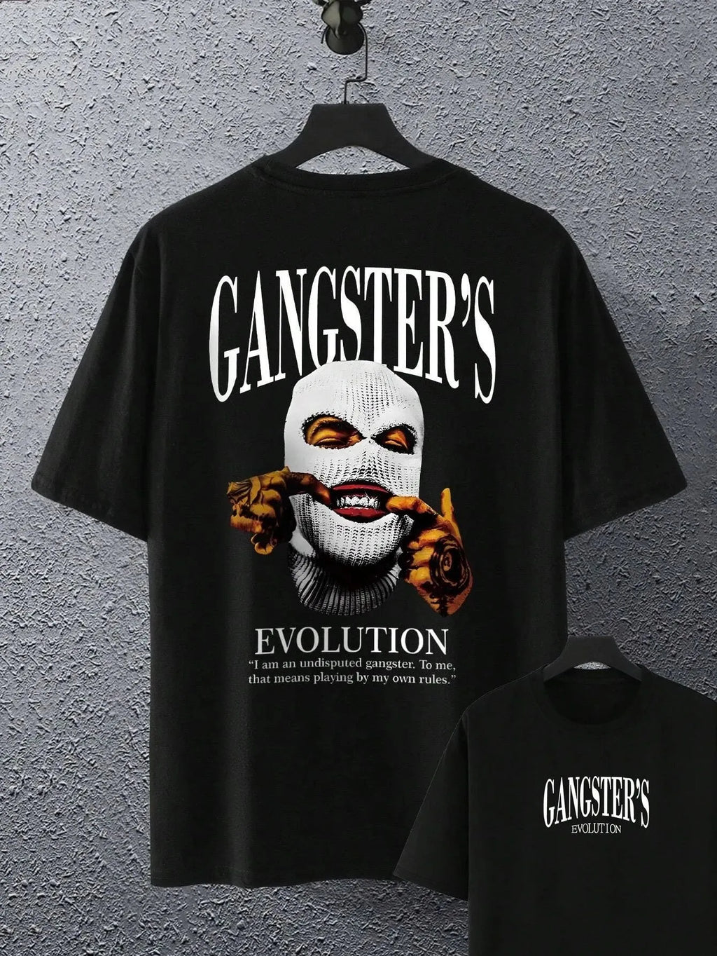 Hot selling new men's portrait pattern polyester hip-hop luxurious breathable round neck T-shirt outdoor street casual top