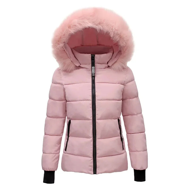 2026New Cotton-Padded Jacket Women's Winter Warm Cotton Padded Coat Thin Light Parkas Overcoat Short Hooded Outerwear Ladies Top