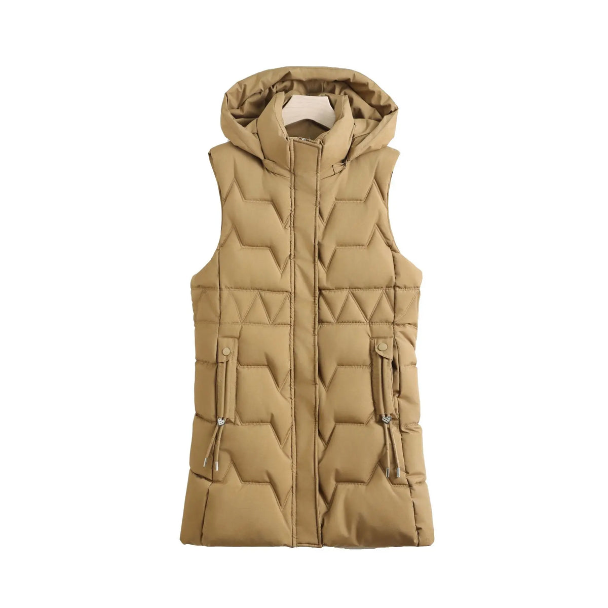 Women Parkas Vest Hooded Zipper Coats Slim Fit Vests Sleeveless Casual Tanks Solid Elegant Jackets Thick Warm Autumn Winter