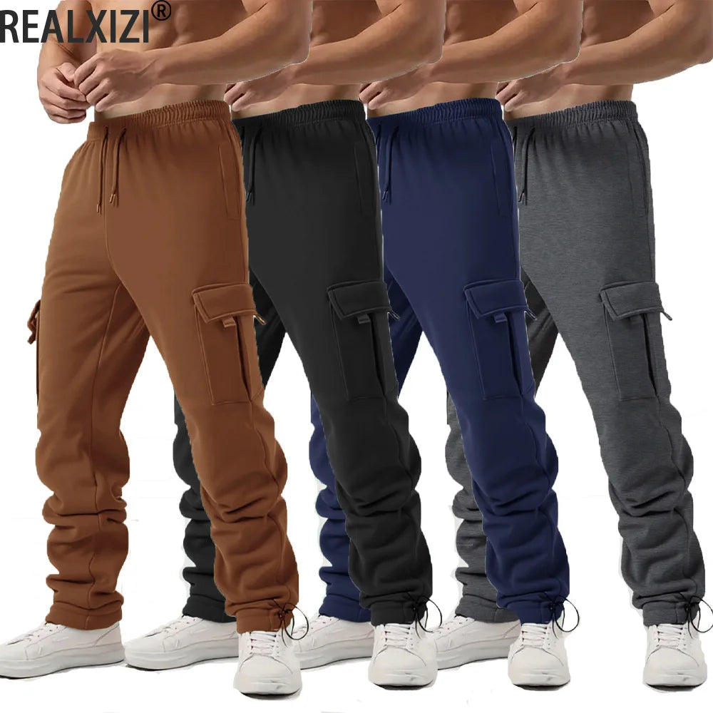 Mens Sweatpants Straight Fit Casual Pants Autumn Winter Men Running Jogger Sports Trousers Men Casual Cargo Pants Streetwear