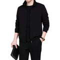 Men Sports Suit Men's Sport Outfit Set Long Sleeve Zipper Coat Elastic Waist Sweatpants Solid Color Sweatshirt with for Active