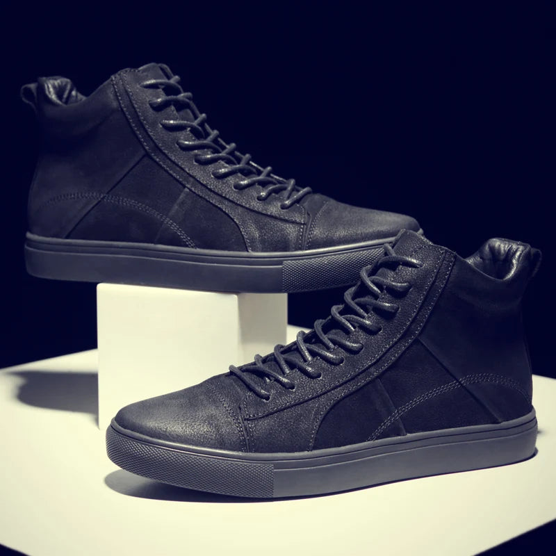 High Quality Men Snow Boots Winter Plush Warm Mens Lace-Up Ankle Boots Luxury Brand Non-slip Male Sneakers Genuine Leather Botas