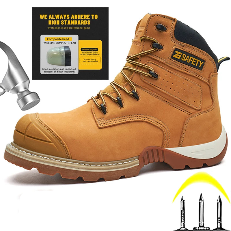 Cowhide Work Boots Genuine Leather Safety Shoes Men 6KV Insulating Shoes Composite Toe Protection Shoes Wear Resistant Men Boots