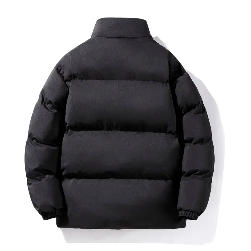 Male Solid Color Stand Collar Cotton Jacket Men Windproof Winter Thick Warm Parka Coat Men's Cotton Coat Thick Mens Warm Clothes