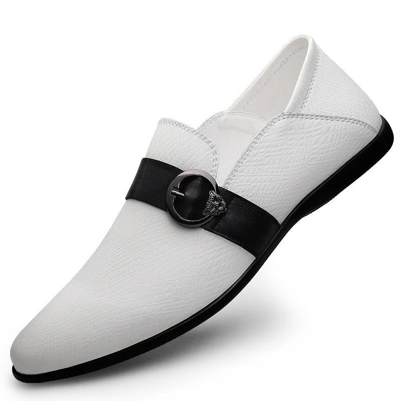 Dress Flats Breathable Oxford Footwear Genuine Leather Mens Shoes Slip on Office Male Formal Shoes Wedding Party Men Monk Shoes