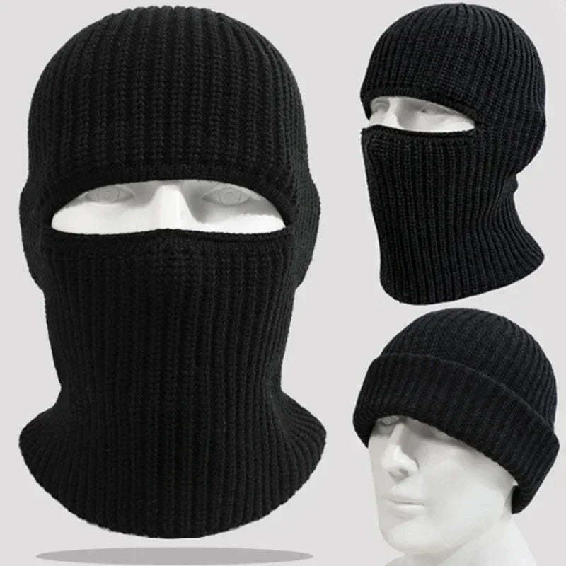 Winter Sports Thermal Balaclava Hat, Wind Resistant Knit Full Face Mask Earmuff Cap Ski Cycling Running for Men Women