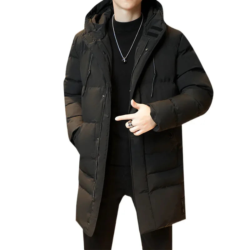 Windbreak Hooded Parkas Male Padded Long Jacket Parkas New Men Casual Korean Style Parkas Men Wind Breaker Outdoor Snow Jacket