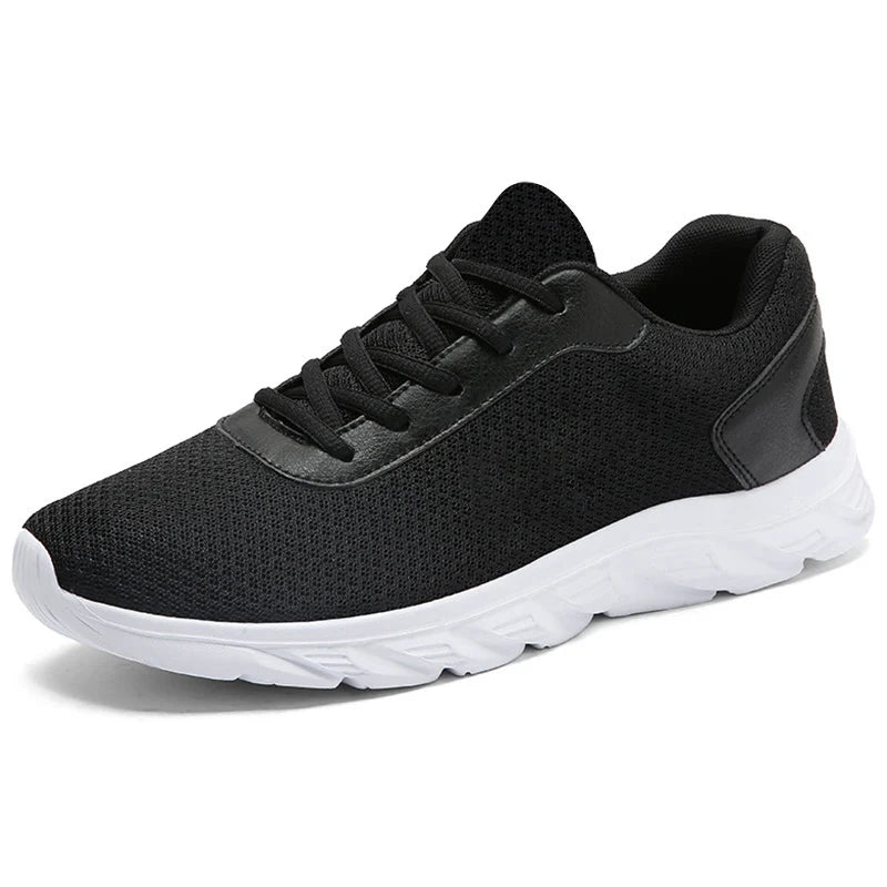 Men's Casual Sports Shoes Men's Black Mesh Breathable Running Shoes Soft Bottom Light Flat Bottom Work Shoes