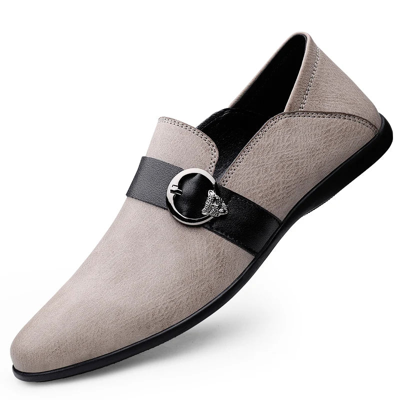 Dress Flats Breathable Oxford Footwear Genuine Leather Mens Shoes Slip on Office Male Formal Shoes Wedding Party Men Monk Shoes