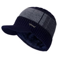 Hot Sale Unisex Warm Winter Hat With Brim Plush Fur Lined Knit Cap Sports Label Thicken Winter Hats For Men