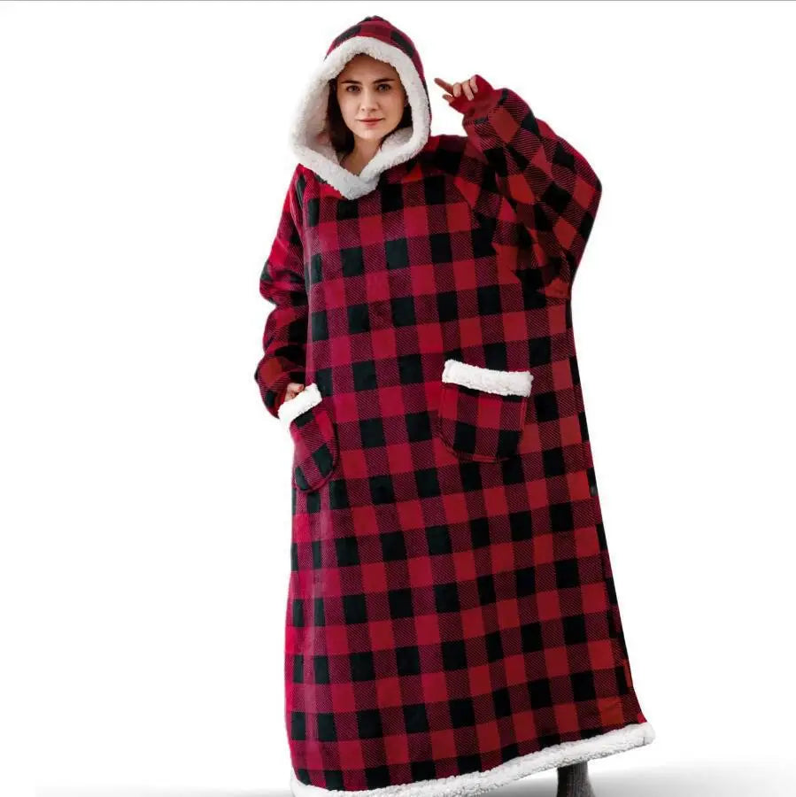 Oversized Hoodie Blanket with Sleeves Winter Warm Fleece Sweatshirt Blankets For Women Men Pullover TV Blanket Hoodie 120/150cm