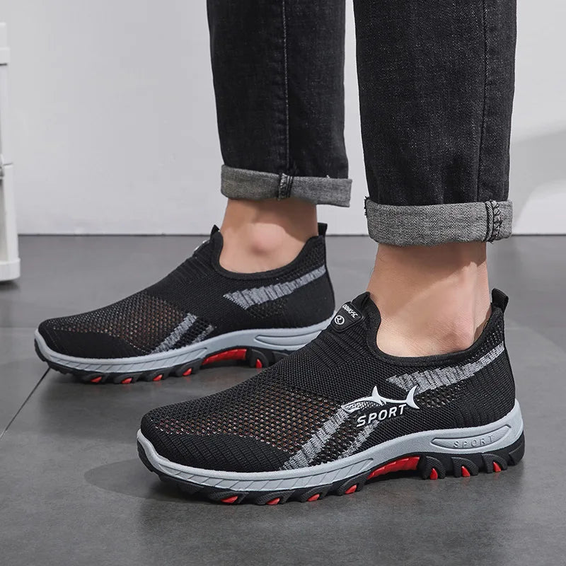 Men's Summer New Soft Bottom Net Shoes Shark Casual Shoes Breathable Mesh Shoes Middle-Aged And Elderly Comfortable Dad Shoes
